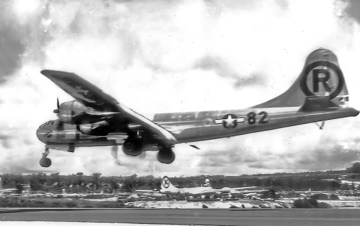 Enola Gay returning to base after Hiroshima